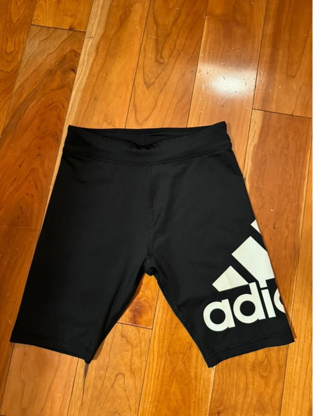 Adidas kids biker shorts in black with white logo